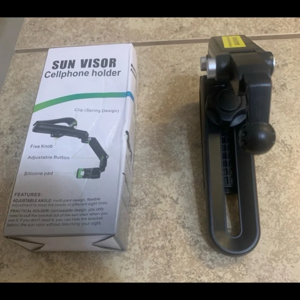 New! Black Universal Car Sun Visor Cell Phone Holder.